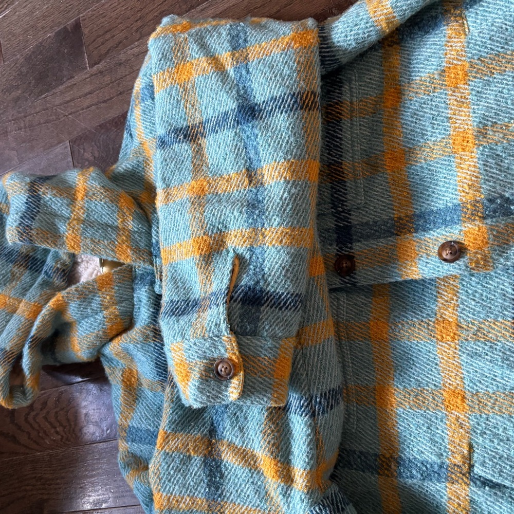 Sundance Plaid Hooded Coat Jacket Sherpa Lined PXL - Picture 4 of 7